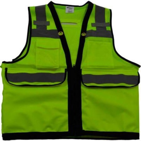 PETRA ROC INC Petra Roc Deluxe 8-Pocket Hi-Viz HD Surveyors Vest, ANSI/ISEA Class 2, Lime, 2X, LVM2-HDSUV-2XL LVM2-HDSUV-2X